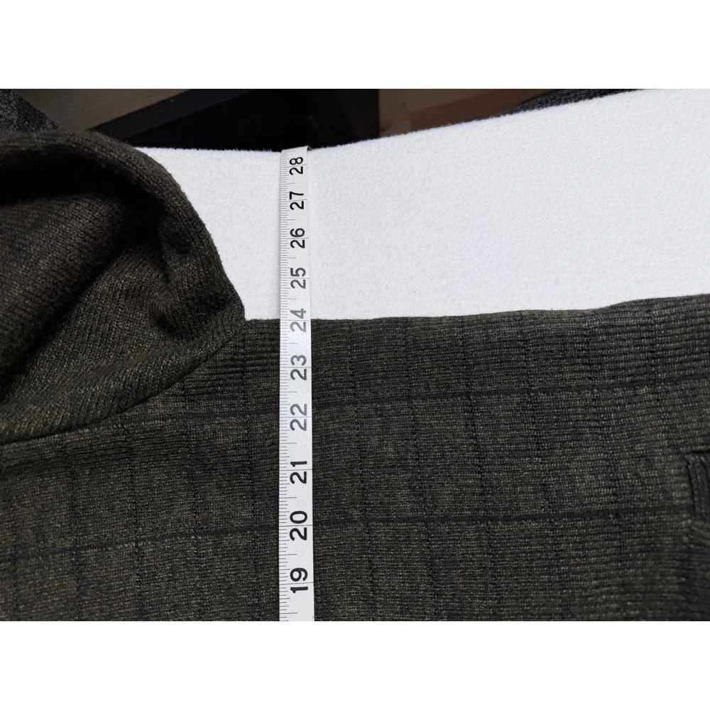 Gioberti Mens Full Zip Fleece Lined Cardigan Sweater Olive Green Windowpane L